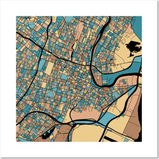 Newark Map Pattern in Mid Century Pastel Posters and Art